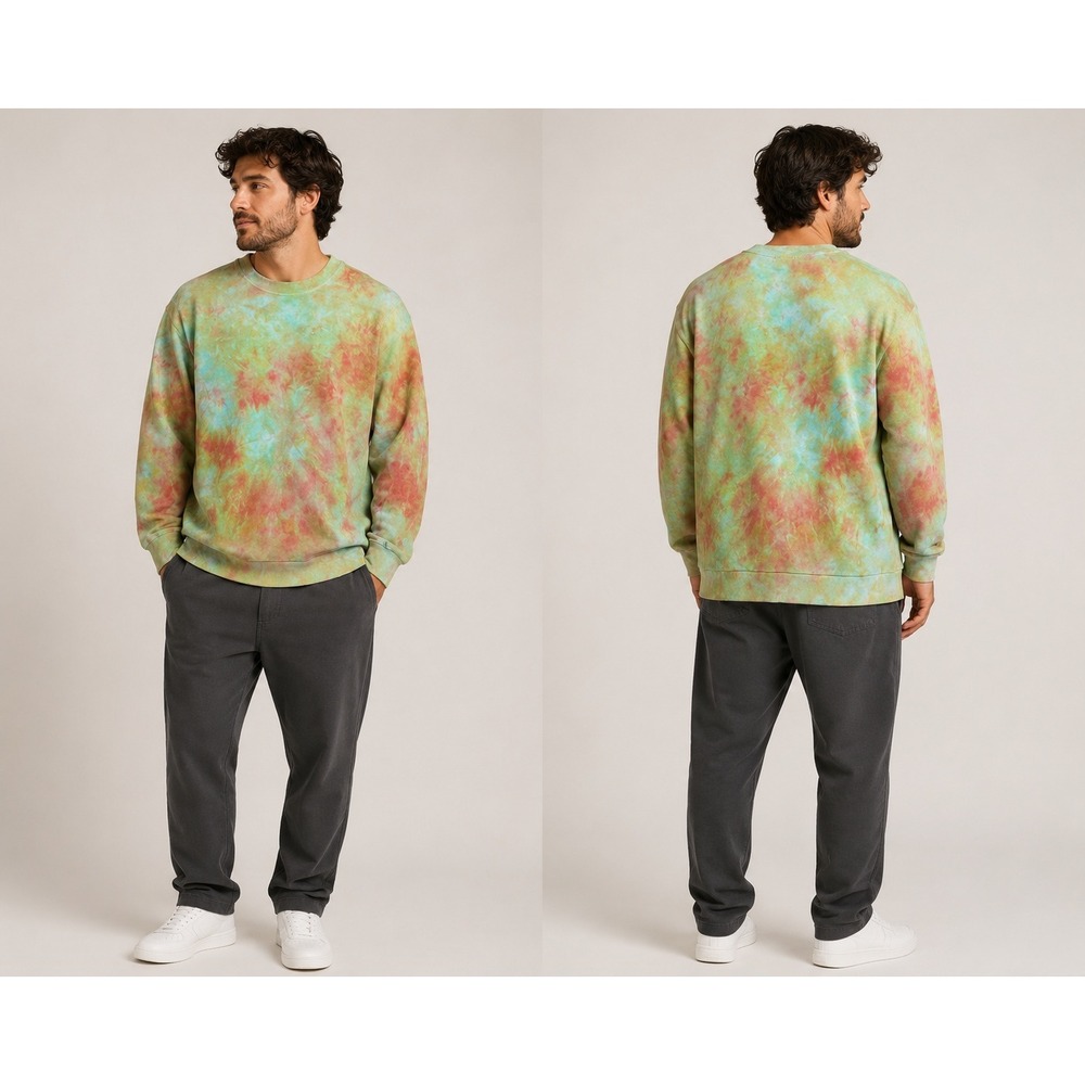Lululemon Sweatshirt Mens Large Multi Tie Dye Cotton Crew Neck CUSTOM OOAK